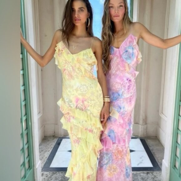 Authentic New with Tags LoveShackFancy Yellow Melon Rialto Floral Prom Dress - Picture 1 of 11